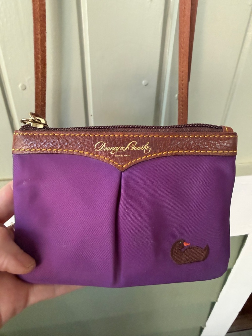 🦆DOONEY & BOURKE Wayfarer Triple Zip Crossbody Purple Nylon Bag & Coin Purse Set - Picture 6 of 14